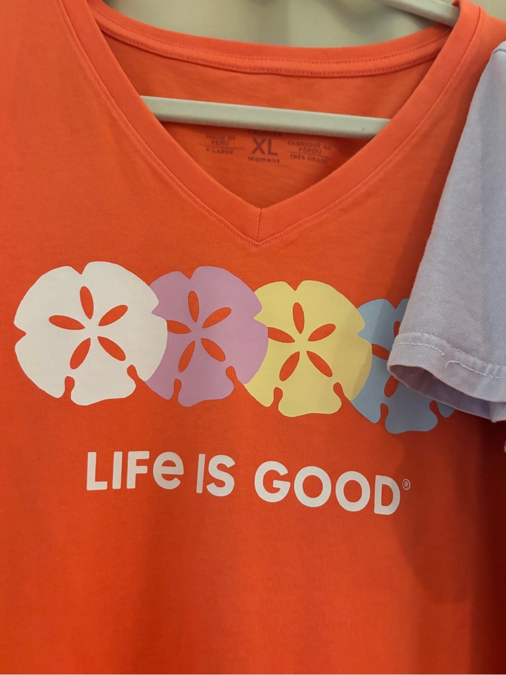 Life is Good Womens Orange V-Neck Tee Ron Jon short sleeve tee - Picture 5 of 6